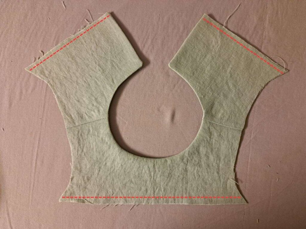 picture of bodice with stitching lines indicated