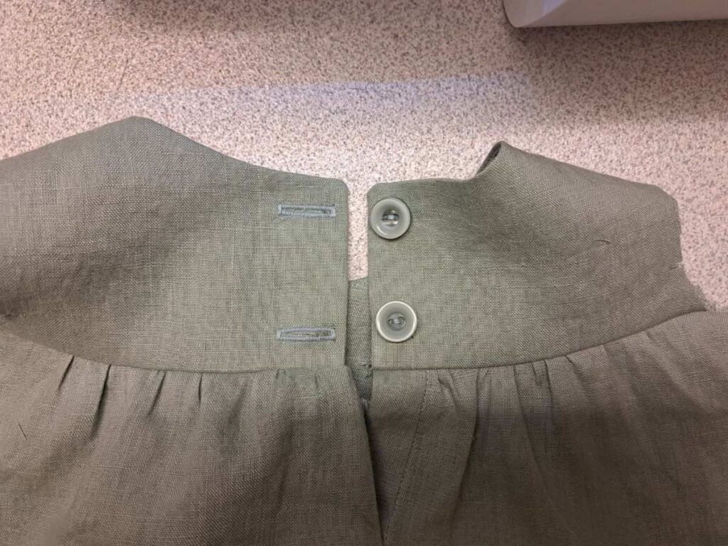 back bodice with buttonholes and buttons sewn